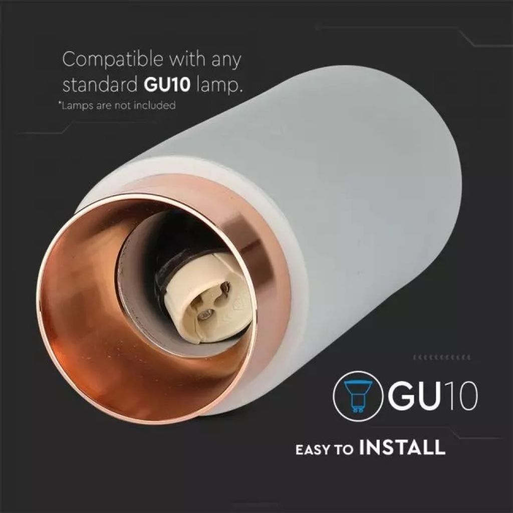 GU10 Ceiling Lamp Plaster Gray - Rose Gold