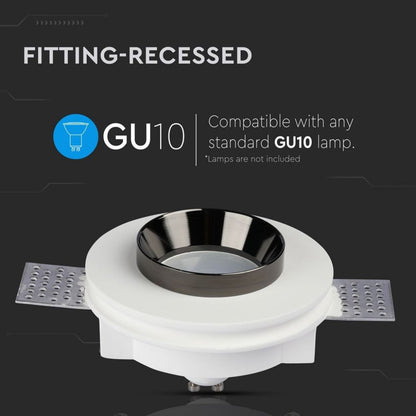 GU10 Recessed Lamp White-Black Round Bottom