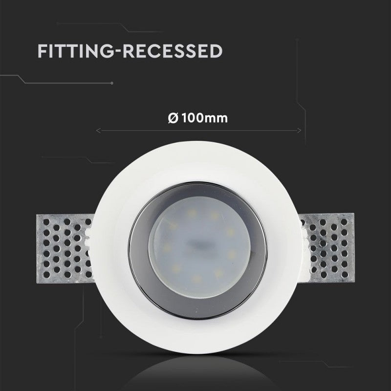 GU10 Recessed Lamp White-Chrome Round Bottom