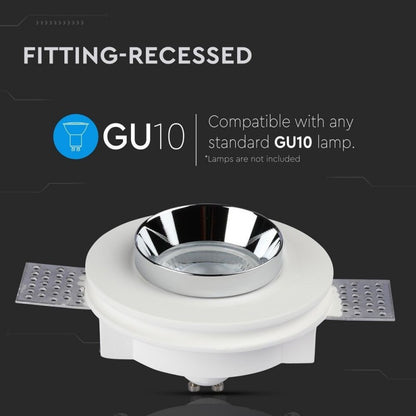 GU10 Recessed Lamp White-Chrome Round Bottom