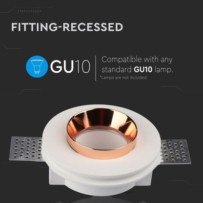 GU10 Recessed Lamp White Round Copper