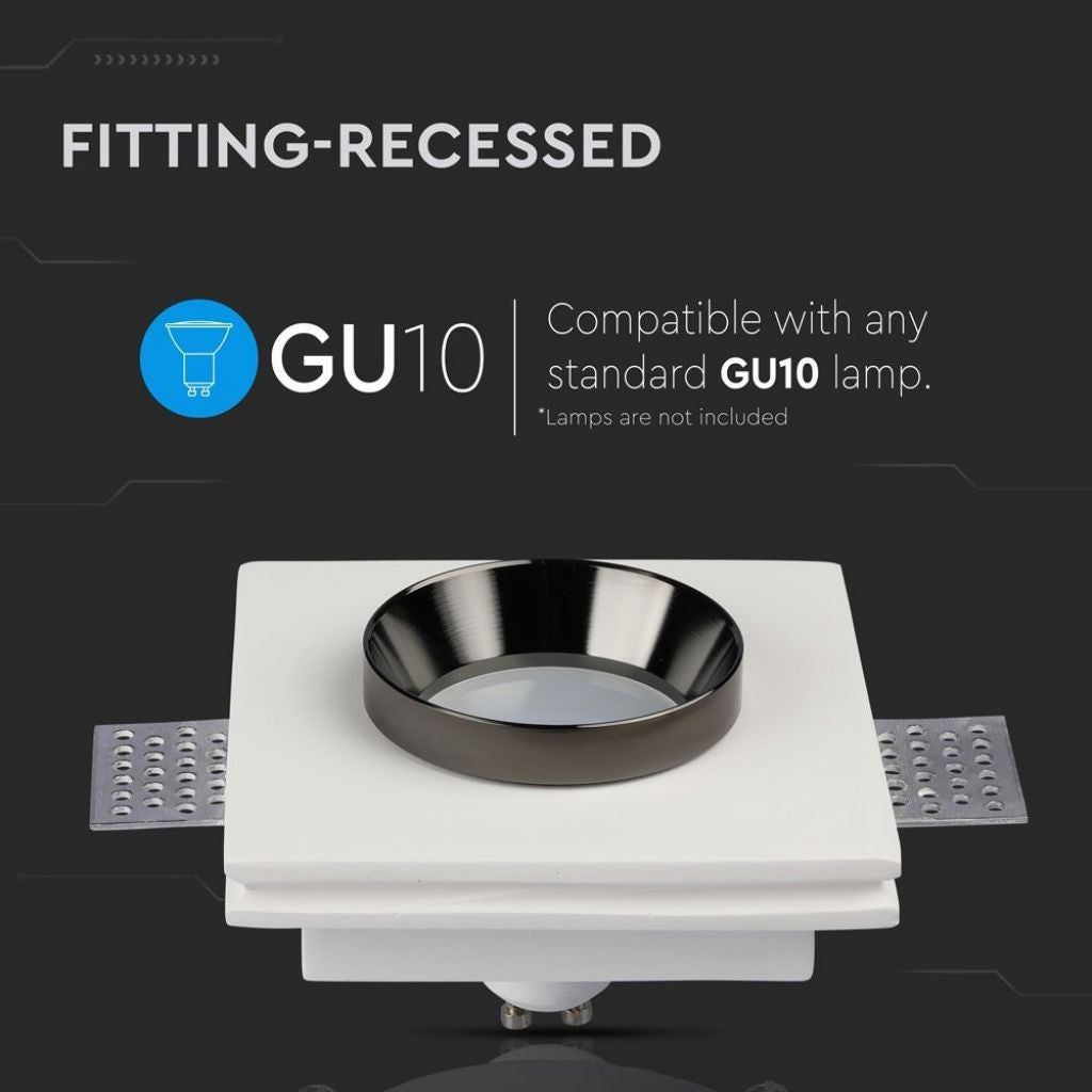 GU10 Recessed Lamp White-Black Bottom Square