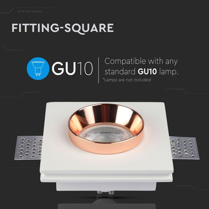 GU10 Recessed Lamp White Square Copper
