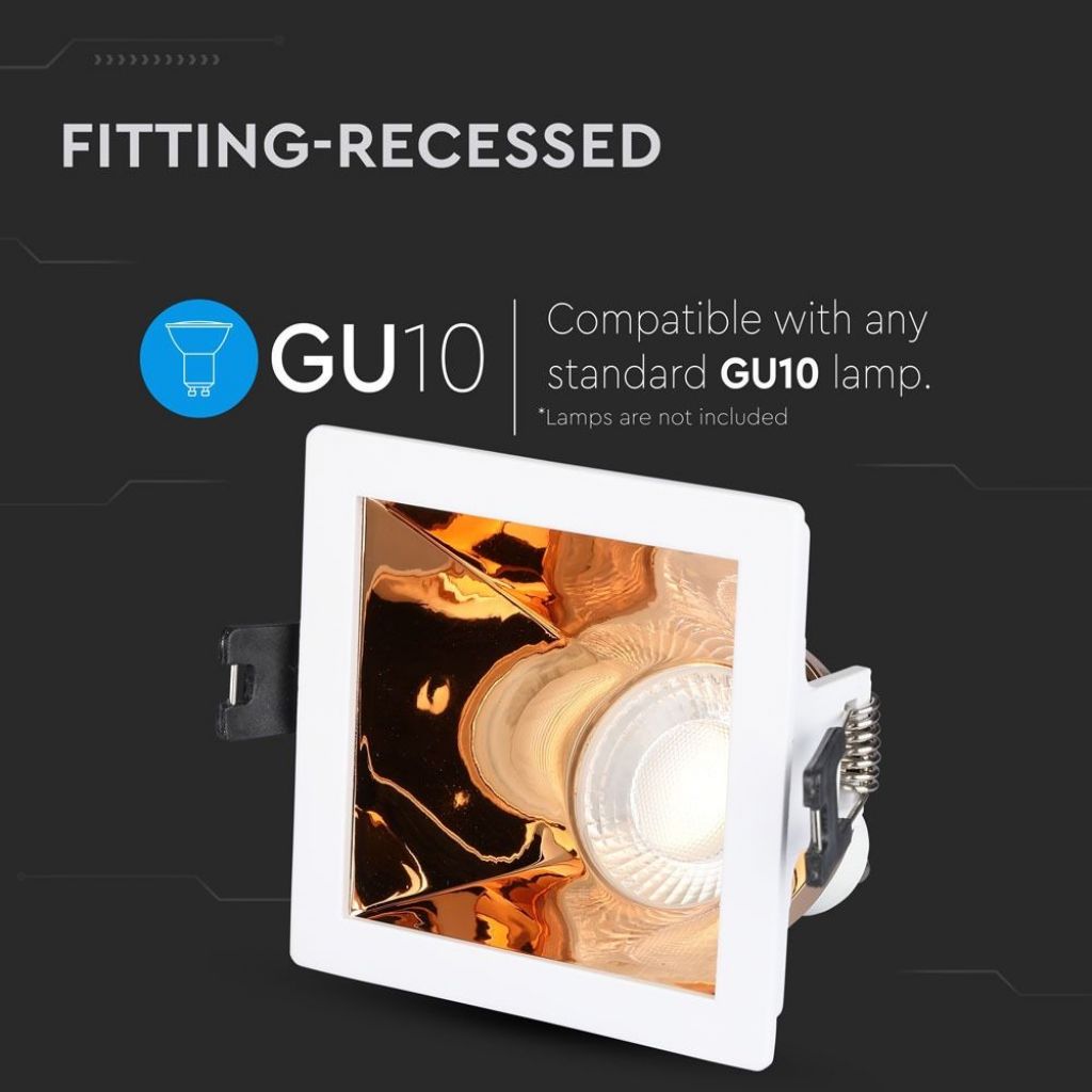 GU10 Recessed Lamp White Square Gold Pink