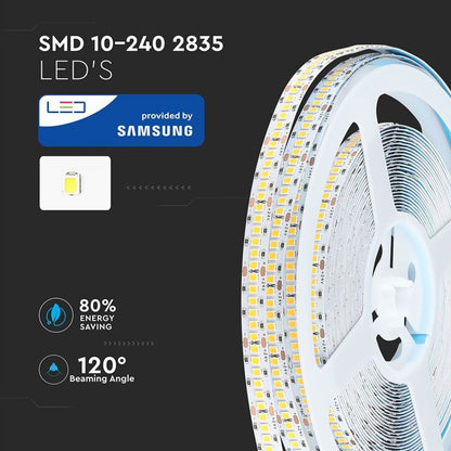 LED Trak SMD2835 15W/m 240 LED/m 24V 3000K IP20 10mm 10m Rola