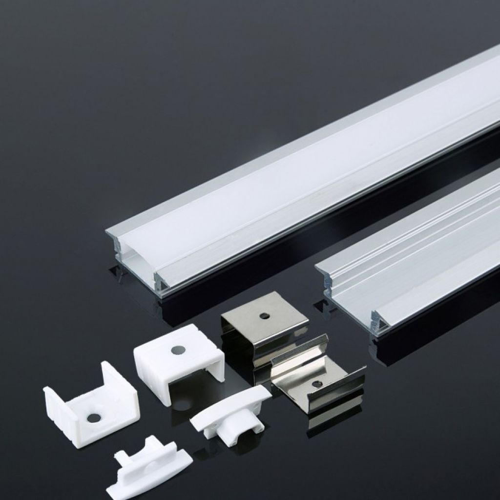 Profile for LED Strip - Recessed 2000x24.7x7mm Milky - Set