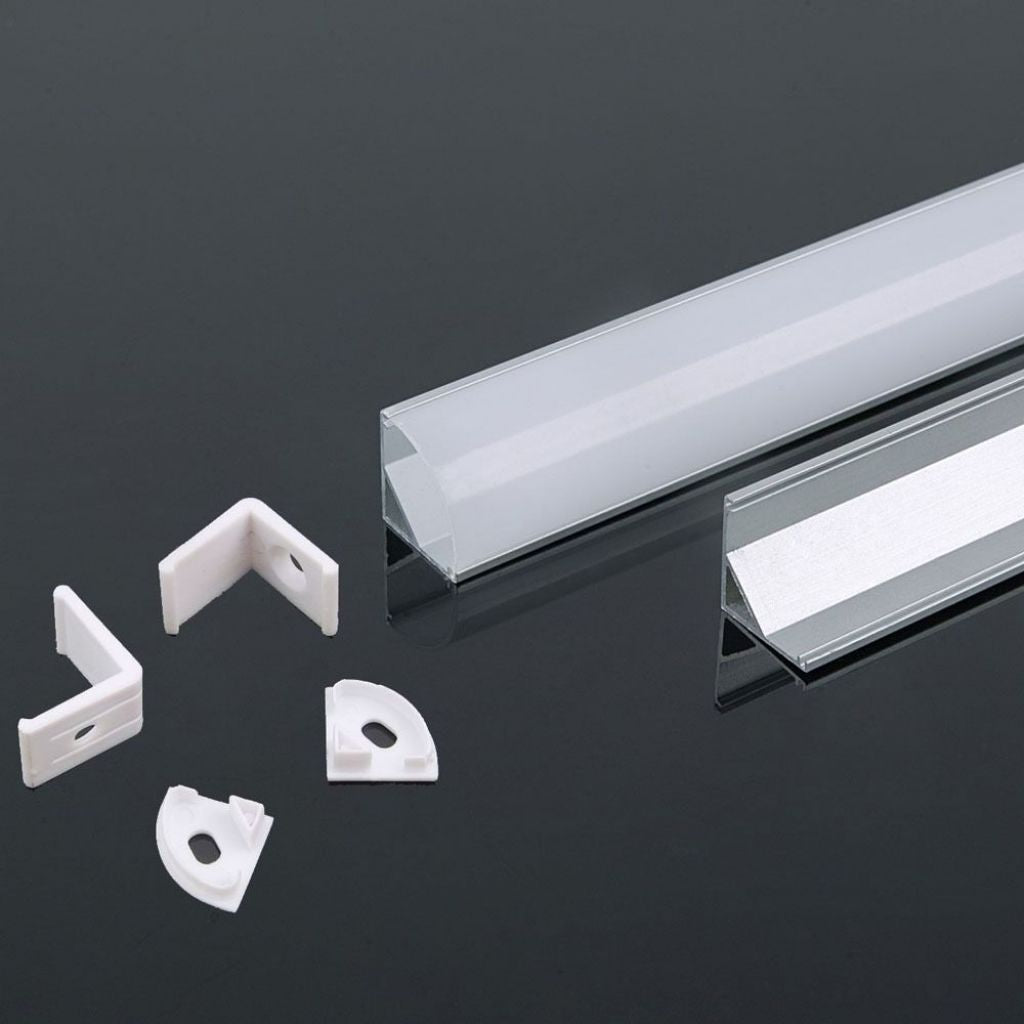 Profile for LED Strip - Corner 2000x15.8x15.8mm Milk glass - Set