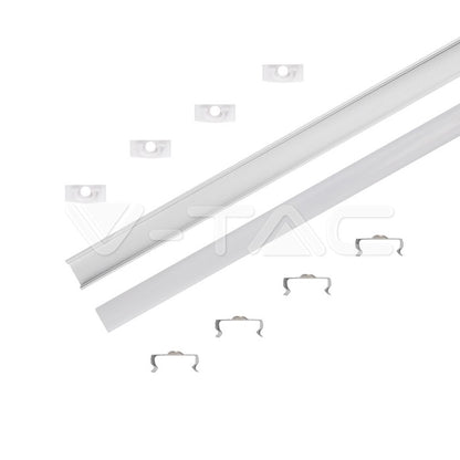 Profile for LED Strip - Surface mounted 2000x17.4x7mm Milky - Set