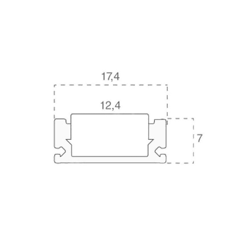 Profile for LED Strip - Surface mounted 2000x17.4x7mm Milky - Set