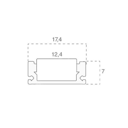 Profil za LED Trak Srebrn Nadometni 2000x17,4x7mm Mlečna Leča