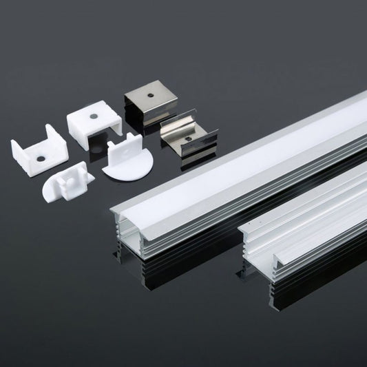 Profile for LED Strip - Recessed 2000x24.5x12.2mm Milky - Set
