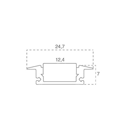 Profile for LED Strip - Recessed 2000x24.7x7mm Milky - Kit White housing