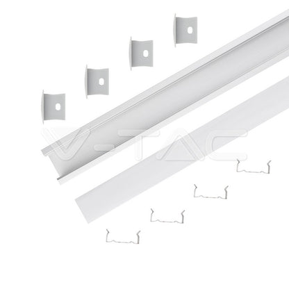 Profile for LED Strip - Recessed 2000x30x20mm Milky - Set White housing