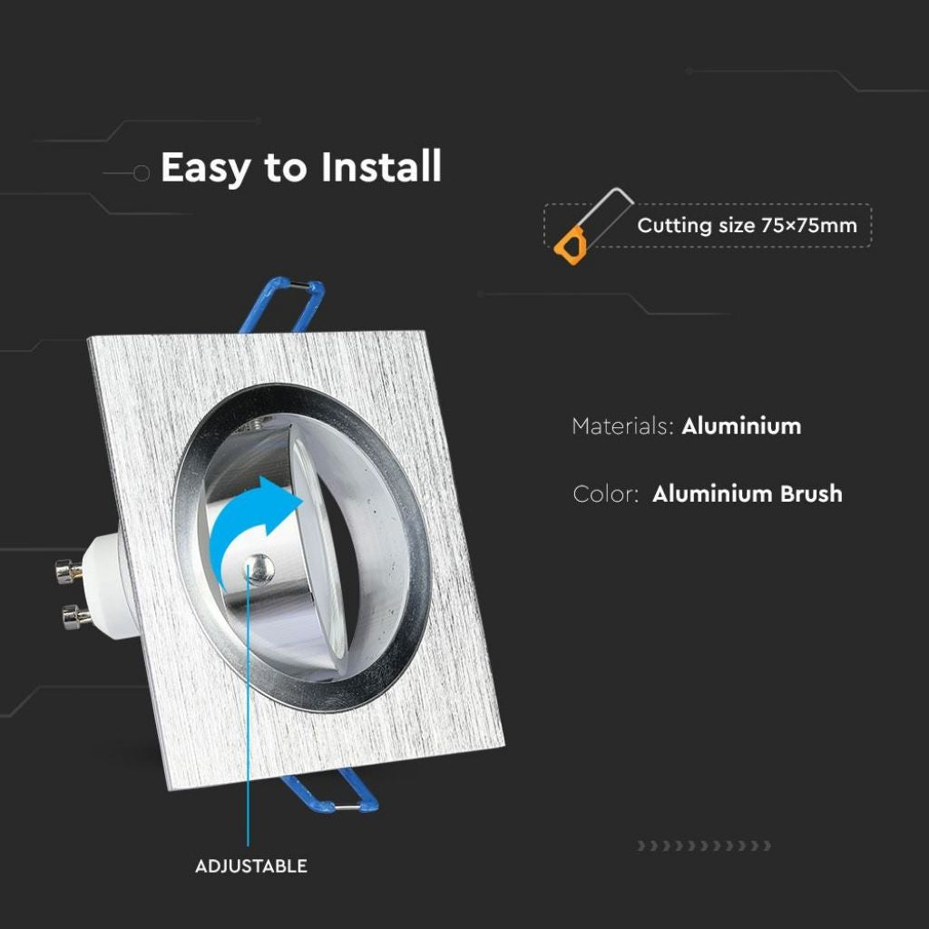 1 x GU10 Housing Square Aluminum