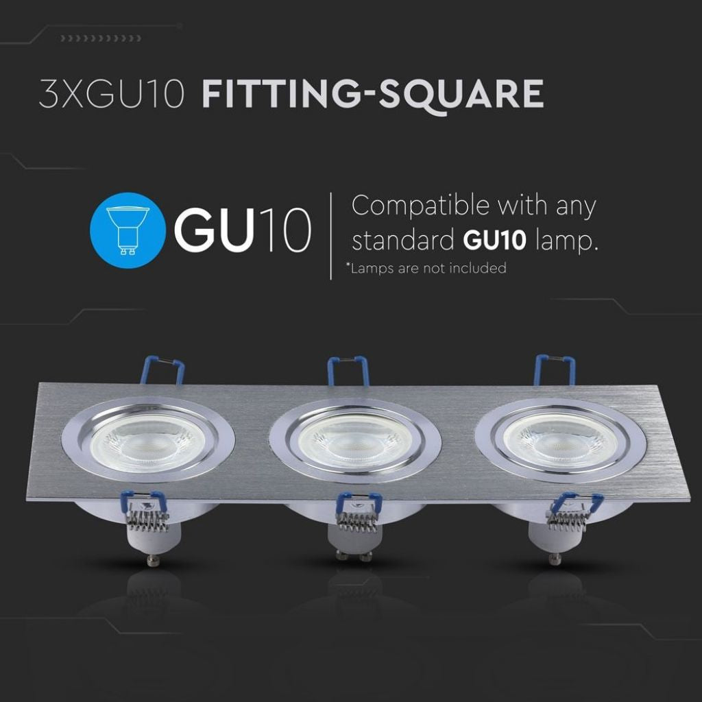 3 x GU10 Housing Square Aluminum