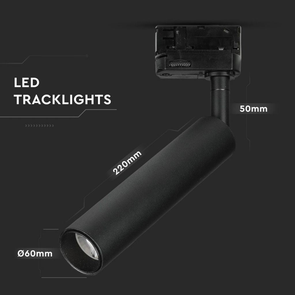 20W LED Tračno Svetilo SAMSUNG Črno 5000K- za navadno tirnico