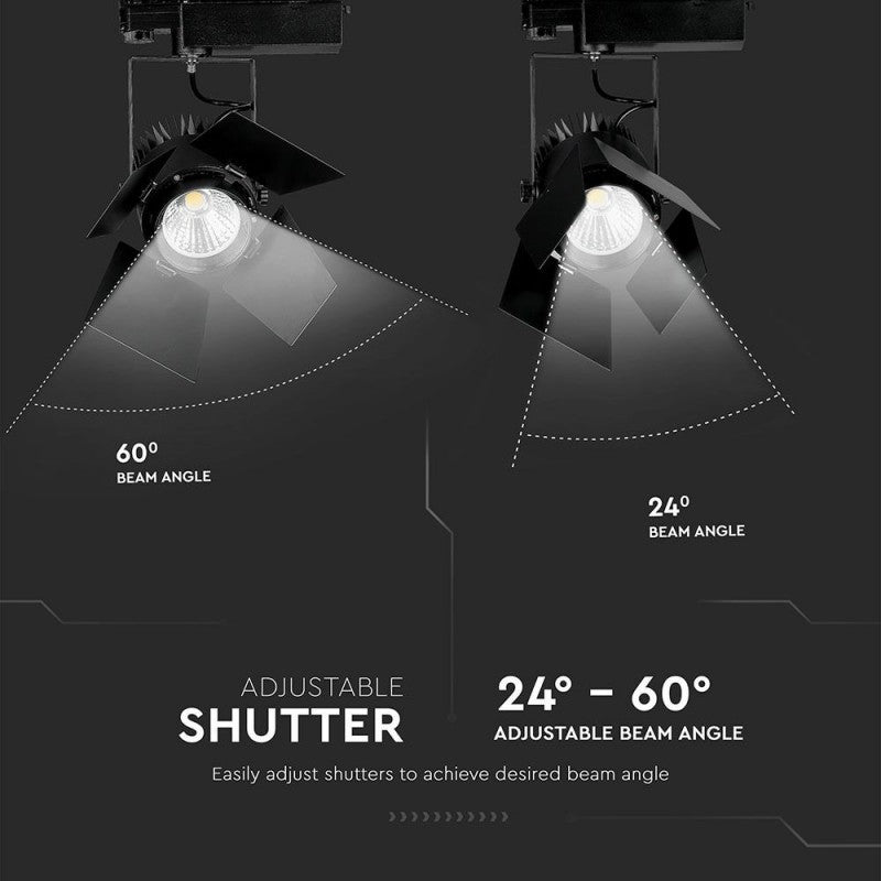 33W LED Tračno Svetilo SAMSUNG Črno 4000K - za navadno tirnico