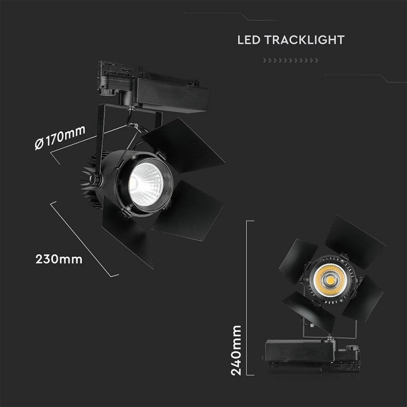 33W LED Tračno Svetilo SAMSUNG Črno 4000K - za navadno tirnico