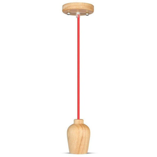 Wooden Ceiling Lamp Red Cable