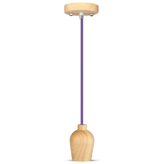 Wooden Ceiling Lamp Purple Cable