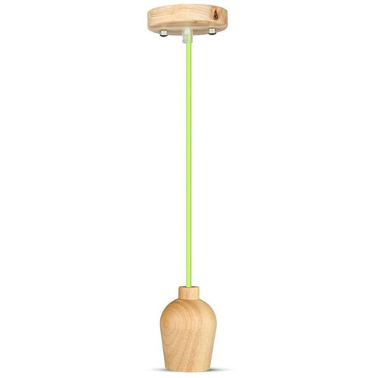 Wooden Ceiling Lamp Green Cable