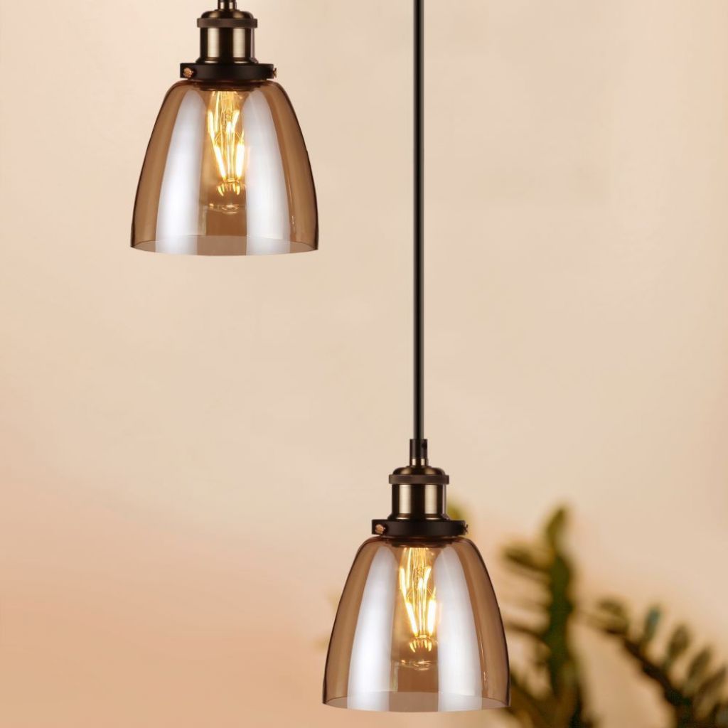 Ceiling Lamp Brown Glass