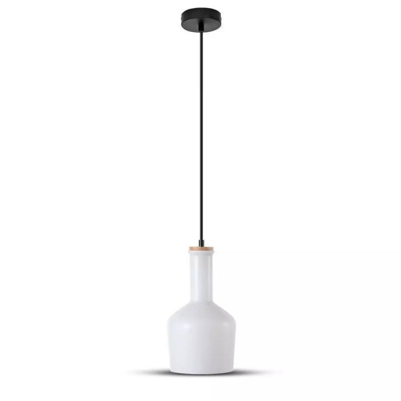 Ceiling Lamp Wood Glass White