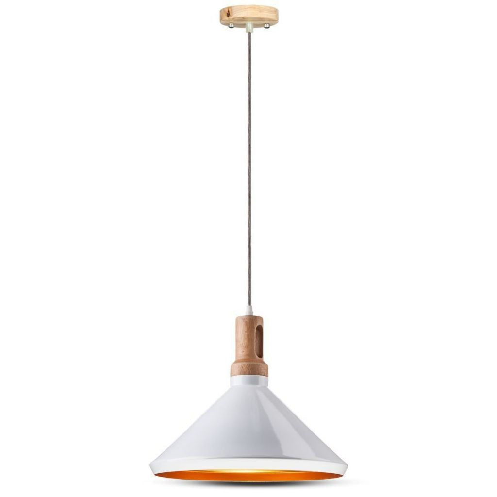 Ceiling Lamp Wooden Top White