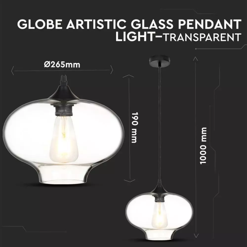 Ceiling Lamp Glass Transparent 280mm