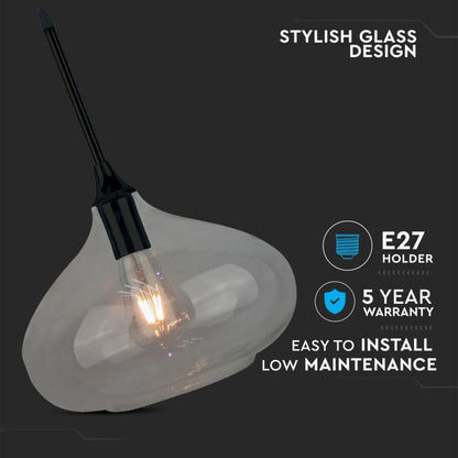 Ceiling Lamp Glass Transparent Black 280mm