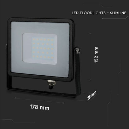 30W LED Reflector SMD Thin Black Housing 3000K