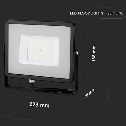 50W LED Reflector SMD Thin Black Housing 6400K