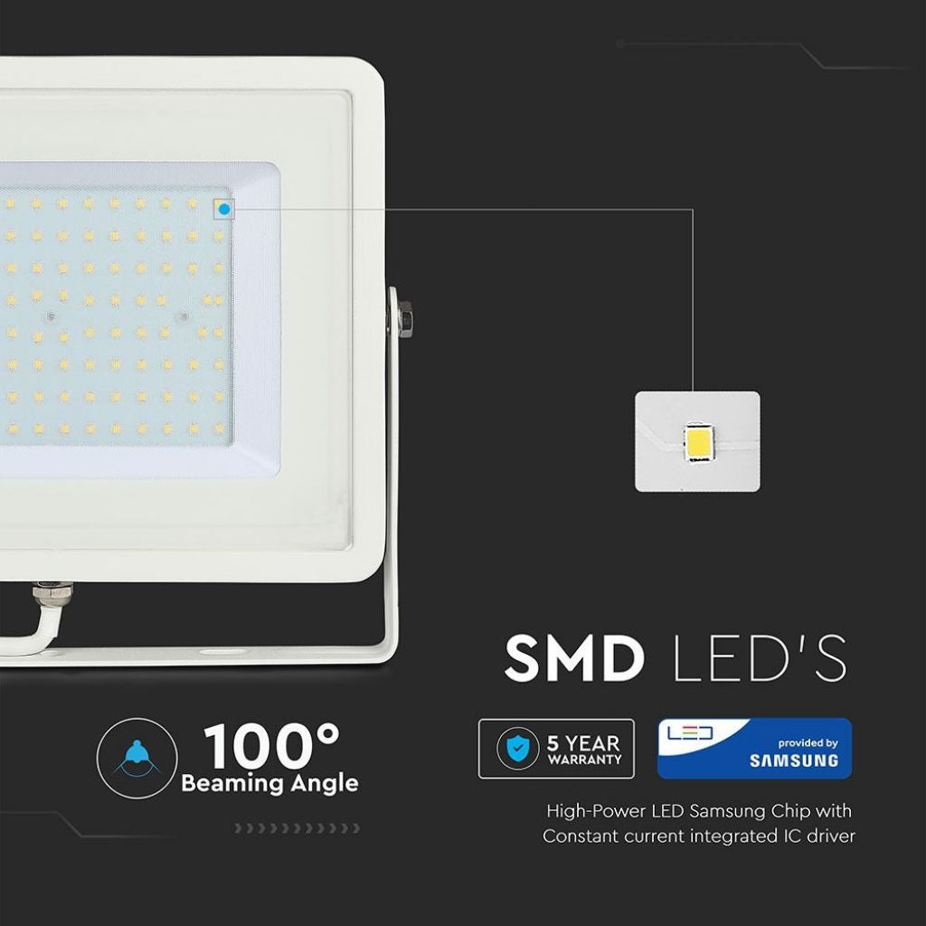 100W LED Reflektor SMD SAMSUNG Tanek Belo Ohišje 6500K