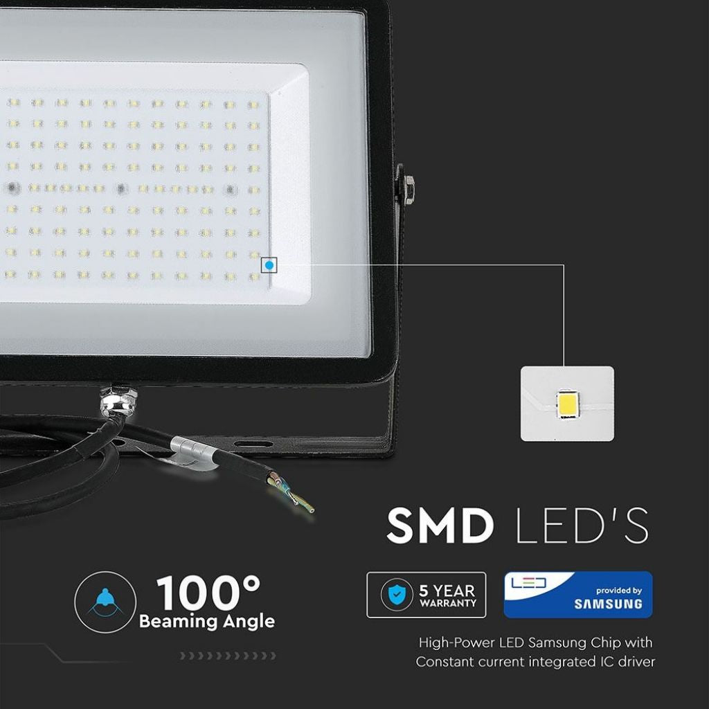 300W LED Reflektor SMD SAMSUNG Modul Tanek Črn 4000K