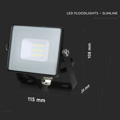 10W LED Reflektor SMD Tanek Črno Ohišje 3000K