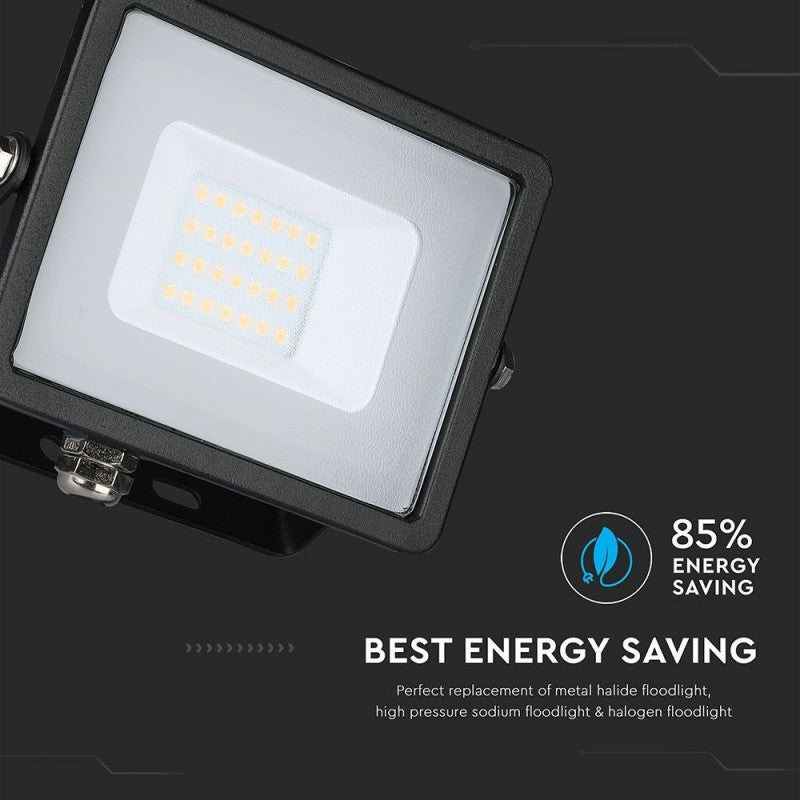 20W LED Reflektor SMD Tanek Črno Ohišje 4000K
