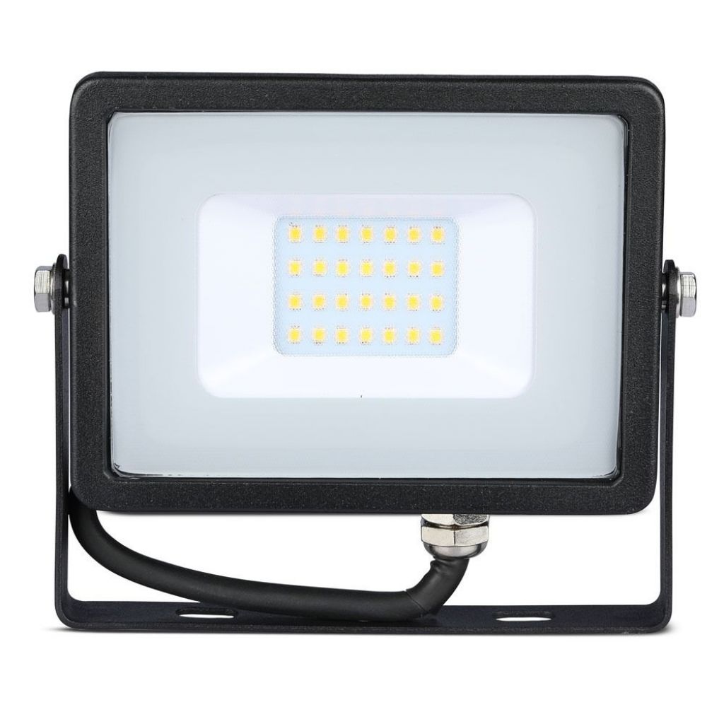 20W LED Reflektor s Senzorjem SMD Tanek Črno Ohišje 6400K