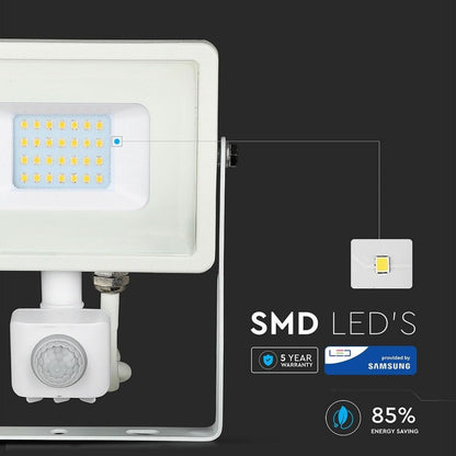 20W LED Reflektor s Senzorjem SAMSUNG Cut-OFF Funkcija Bel 3000K
