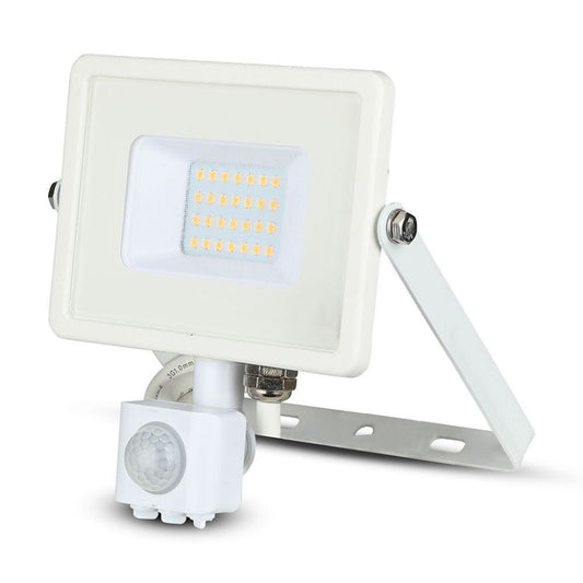 20W LED Reflektor s Senzorjem Cut-OFF Belo Ohišje 4000K