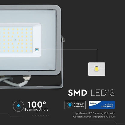 50W LED Reflektor SMD SAMSUNG Tanek Sivo Ohišje 6400K
