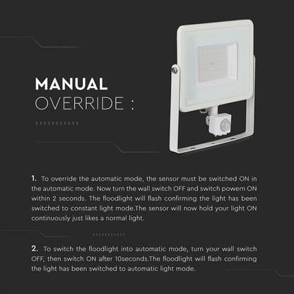 50W LED Reflector with Cut-OFF Sensor White 4000K