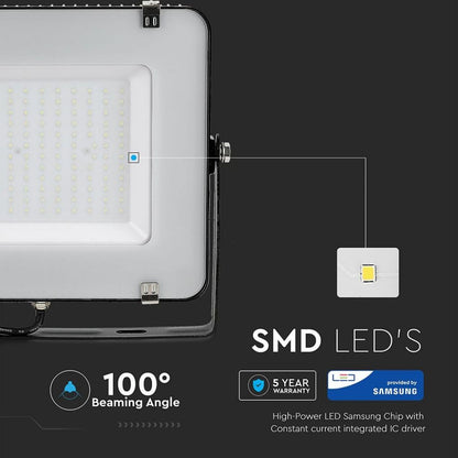 150W LED Reflektor SMD SAMSUNG Tanek Črno Ohišje 6400K