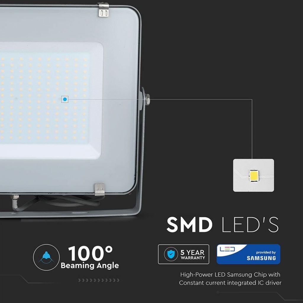 200W LED Reflektor SMD Tanek Siv 6400K