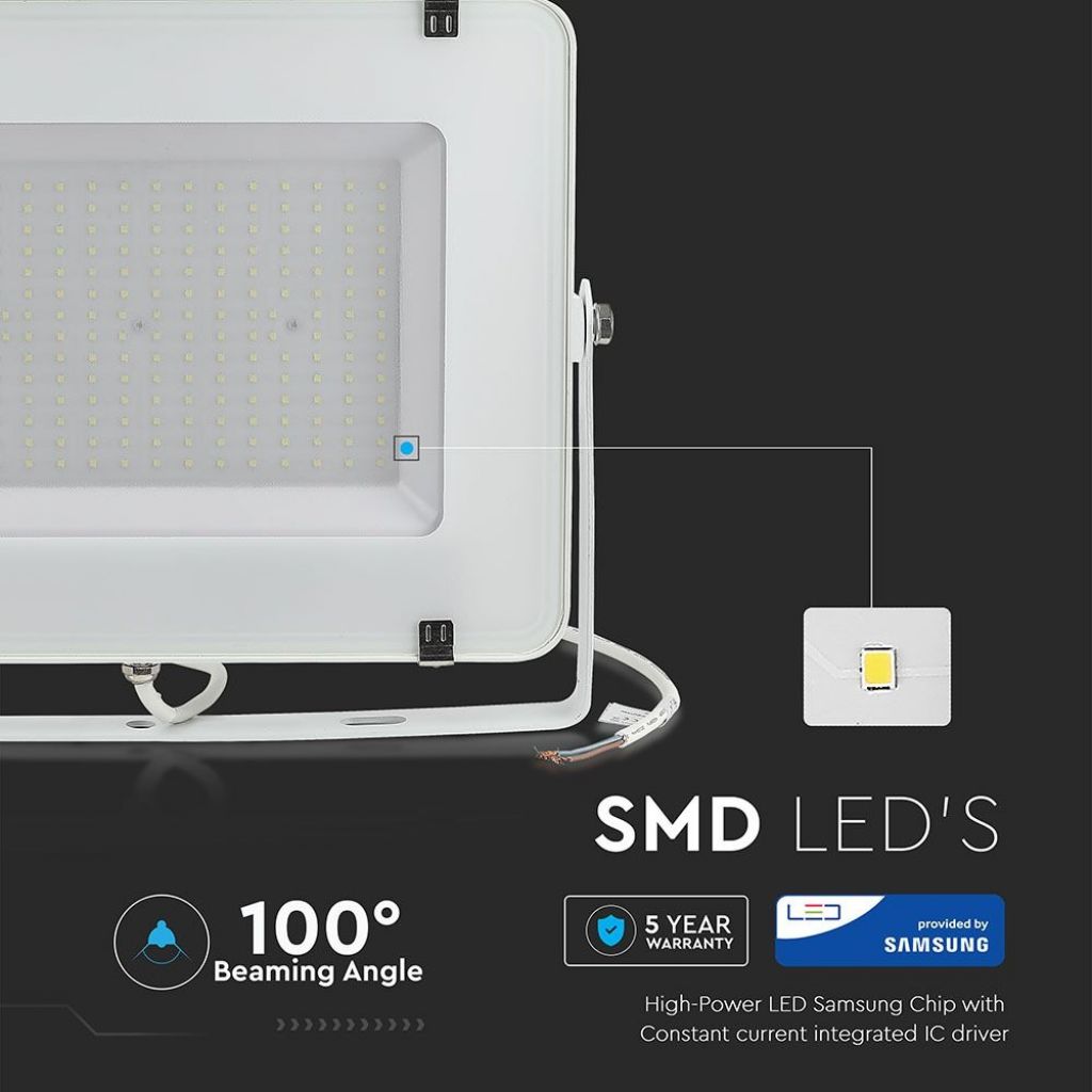 300W LED Reflektor SMD SAMSUNG Tanek Belo Ohišje 4000K