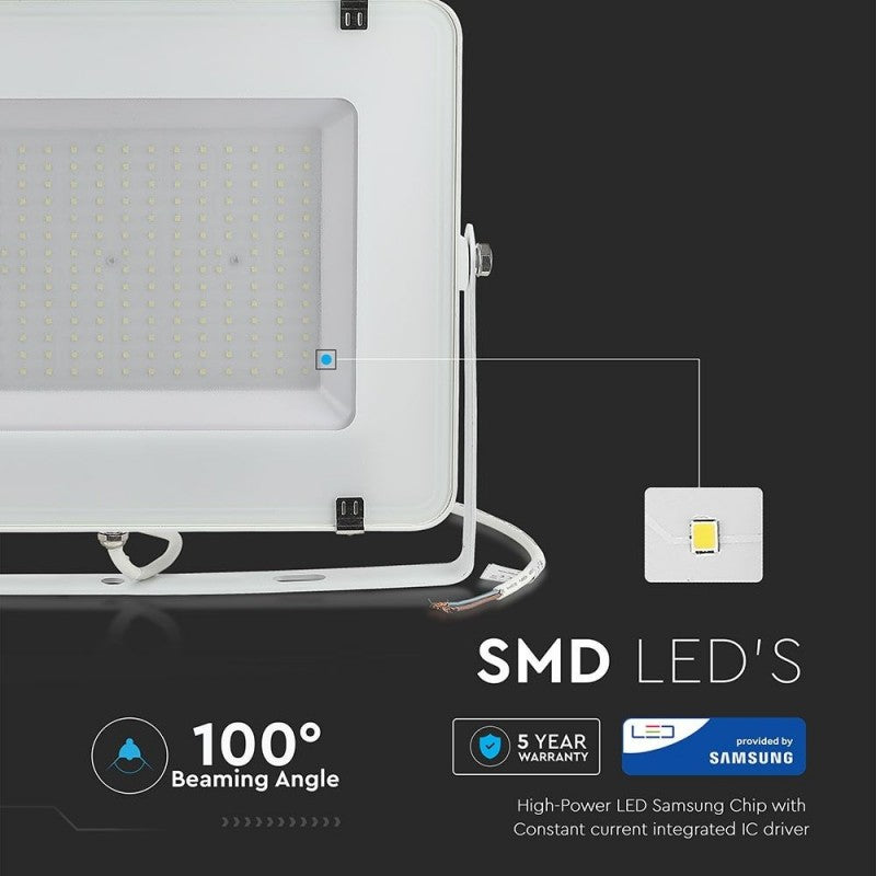 300W LED Reflektor SMD SAMSUNG Tanek Belo Ohišje 6400K