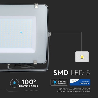 300W LED Reflektor SMD SAMSUNG Tanek Sivo Ohišje 4000K