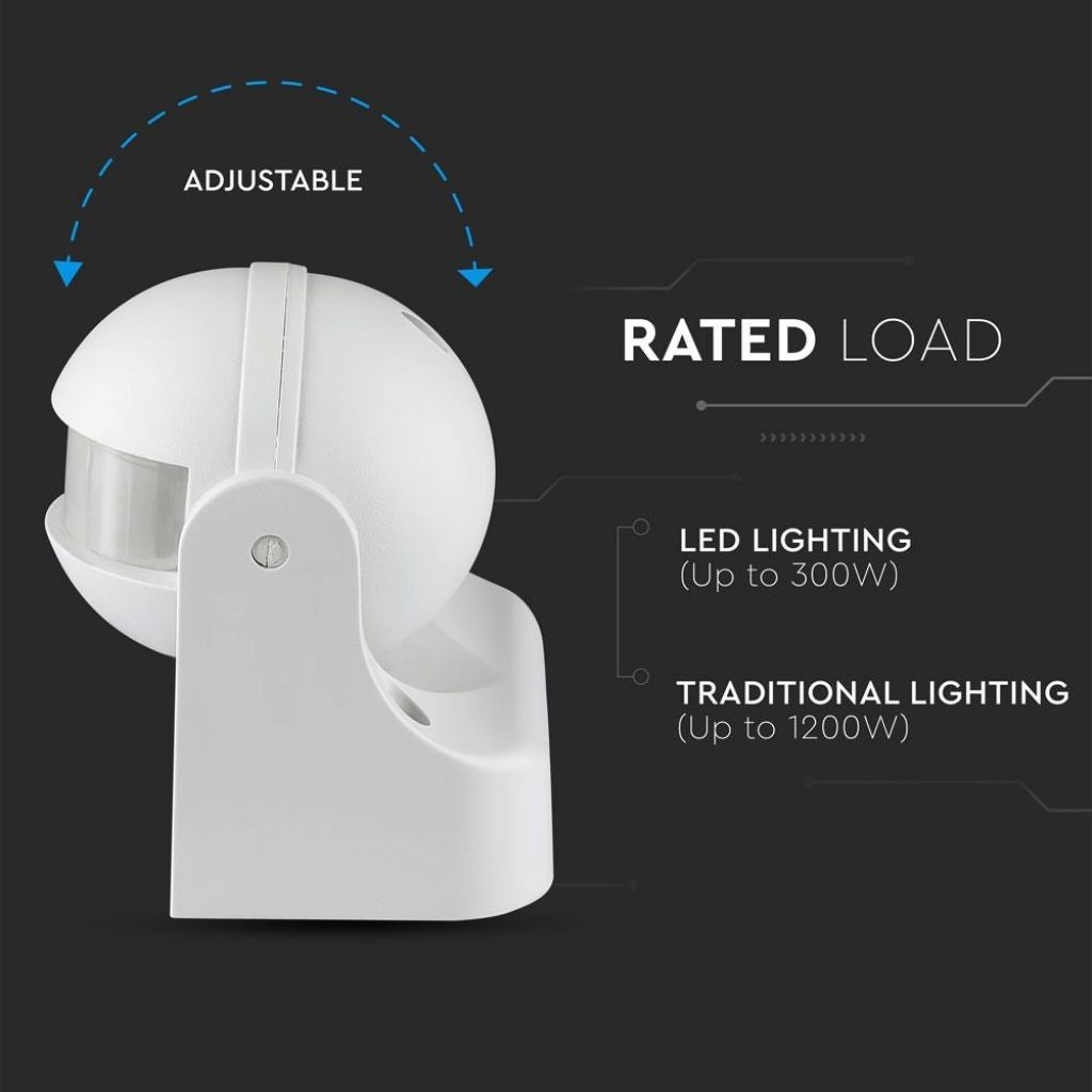 Motion sensor PIR White Wall-mounted 180 angle/up to 12m/up to 1200w