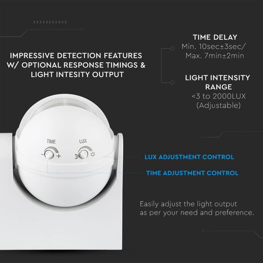 Motion sensor PIR White Wall-mounted 180 angle/up to 12m/up to 1200w