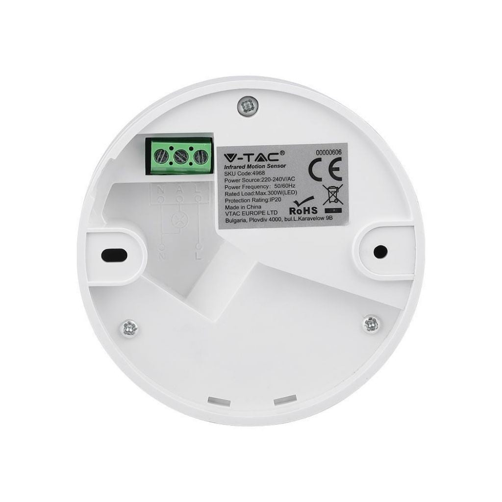 Senzor Gibanja PIR Nadometni Beli 360kot/do 12m/do 1200w