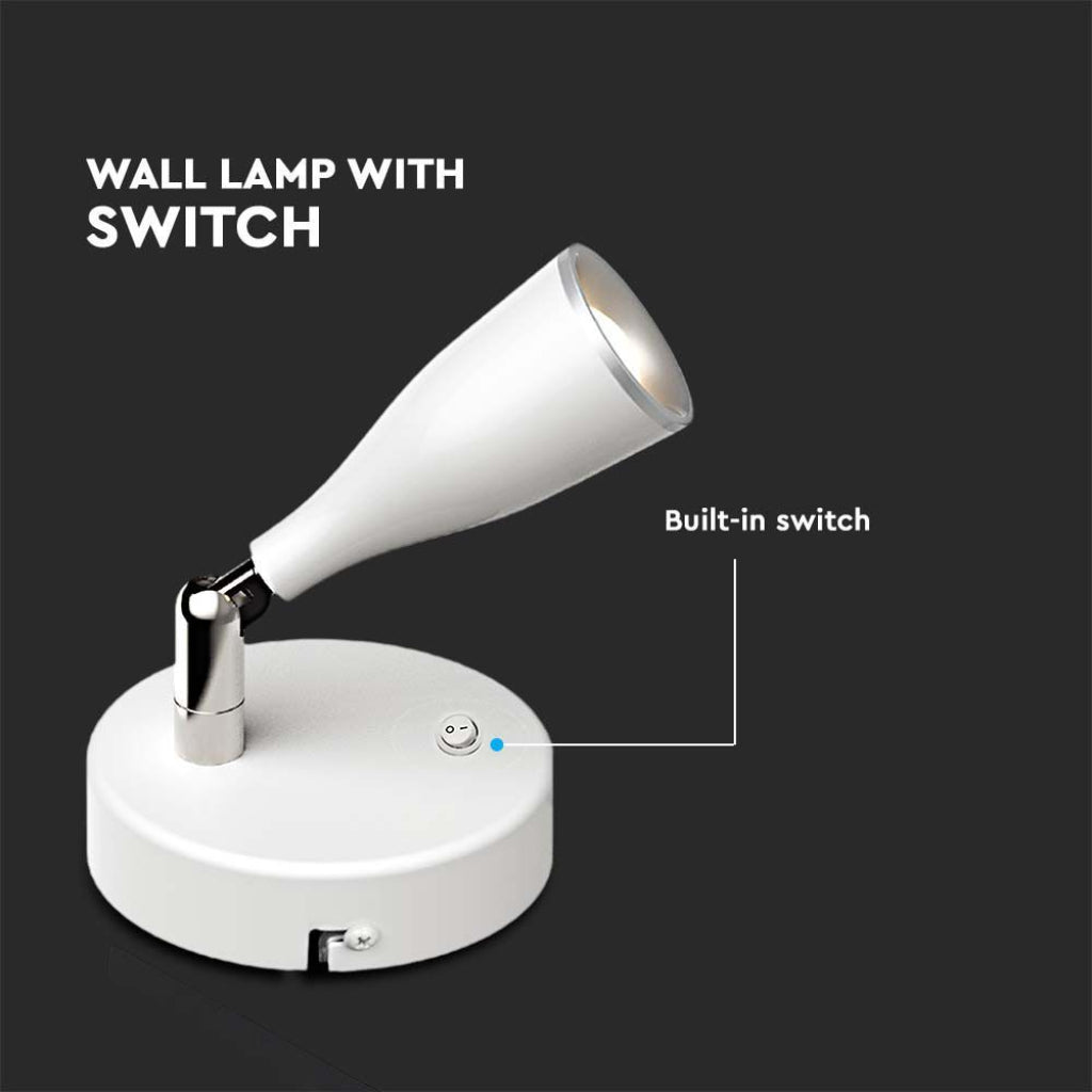 4.5W LED Stenska Svetilka Bela 4000K s Stikalom